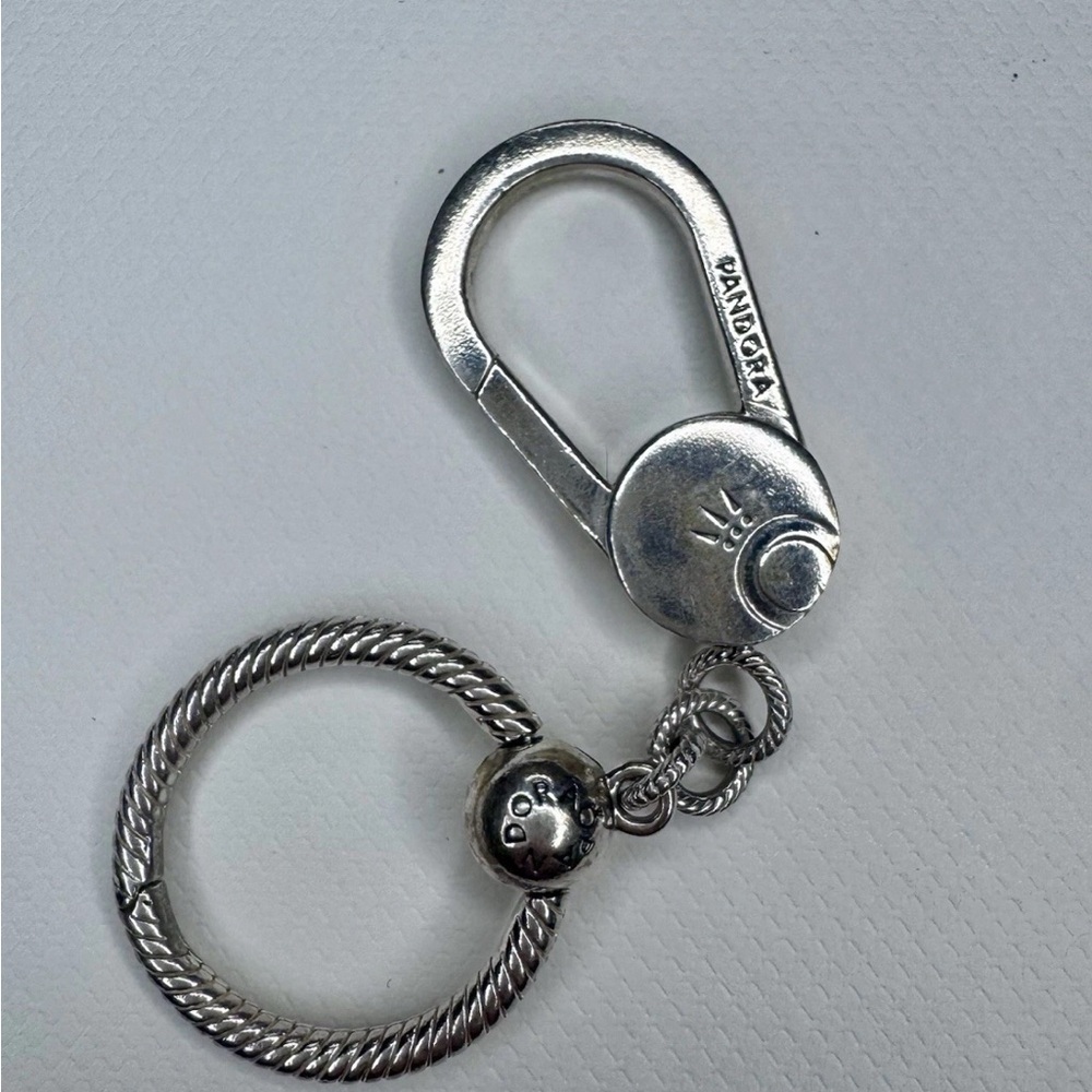 Authentic Pandora Sterling Silver Charm Holder Keychain | Charm Clasp | EUC